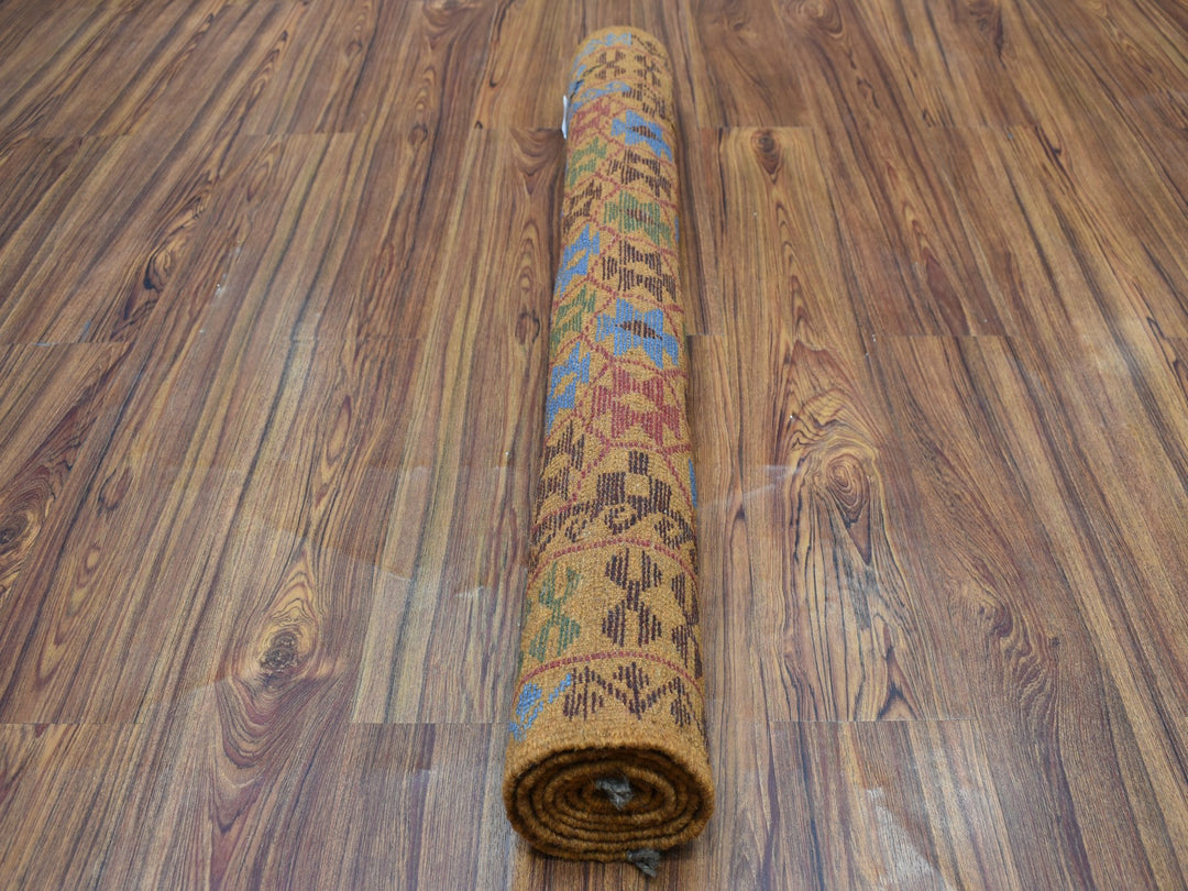 3'5" x 4'10" New Hand Knotted Orange Wool Rectangle Oriental Rug - MOA10253279