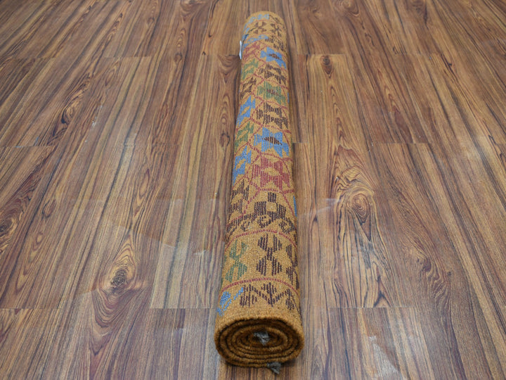 3'5" x 4'10" New Hand Knotted Orange Wool Rectangle Oriental Rug - MOA10253279