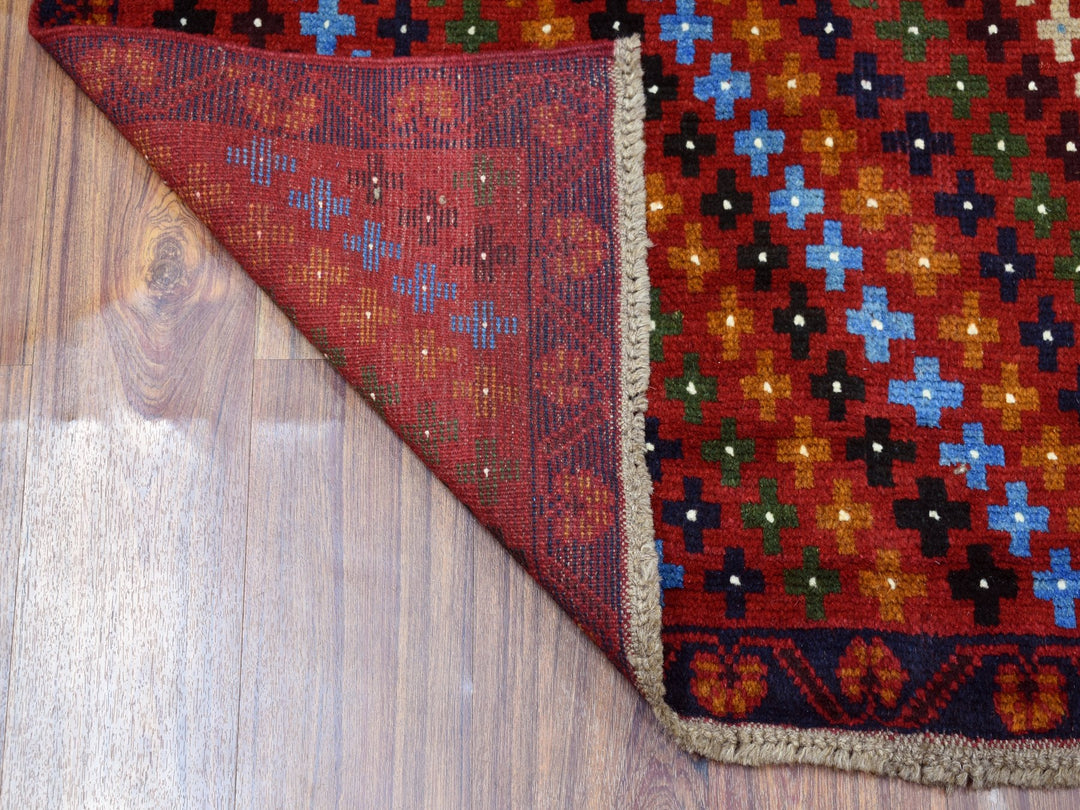 3'5" x 5'0" New Hand Knotted Red Wool Rectangle Oriental Rug - MOA10253283