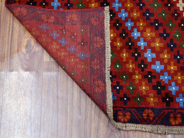 3'5" x 5'0" New Hand Knotted Red Wool Rectangle Oriental Rug - MOA10253283