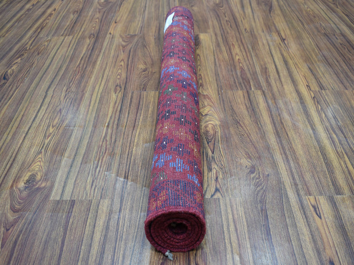 3'5" x 5'0" New Hand Knotted Red Wool Rectangle Oriental Rug - MOA10253283