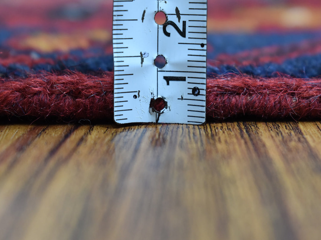 3'5" x 5'0" New Hand Knotted Red Wool Rectangle Oriental Rug - MOA10253283