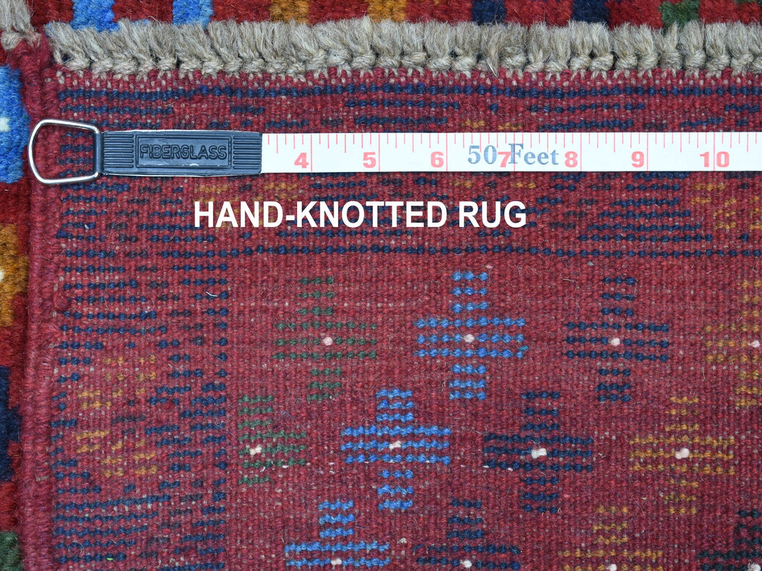 3'5" x 5'0" New Hand Knotted Red Wool Rectangle Oriental Rug - MOA10253283
