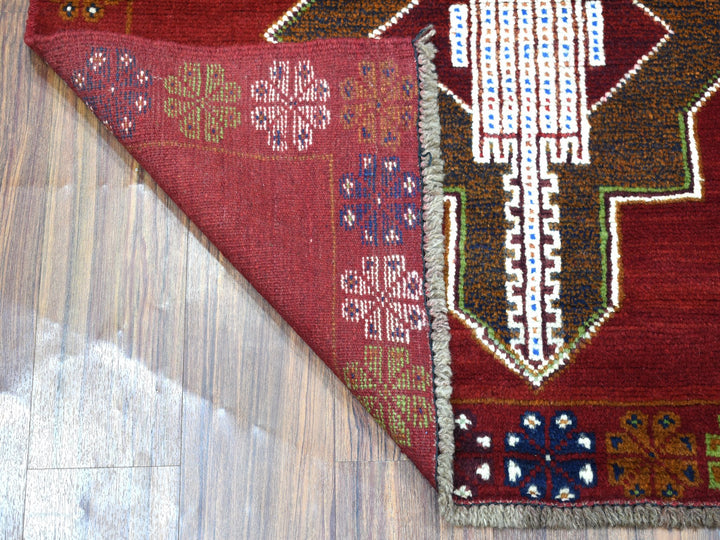 3'7" x 4'10" New Hand Knotted Red Wool Rectangle Oriental Rug - MOA10253285