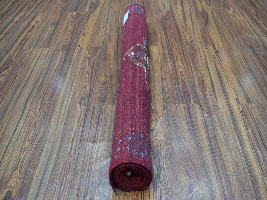 3'7" x 4'10" New Hand Knotted Red Wool Rectangle Oriental Rug - MOA10253285