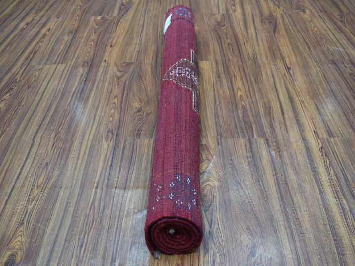 3'7" x 4'10" New Hand Knotted Red Wool Rectangle Oriental Rug - MOA10253285