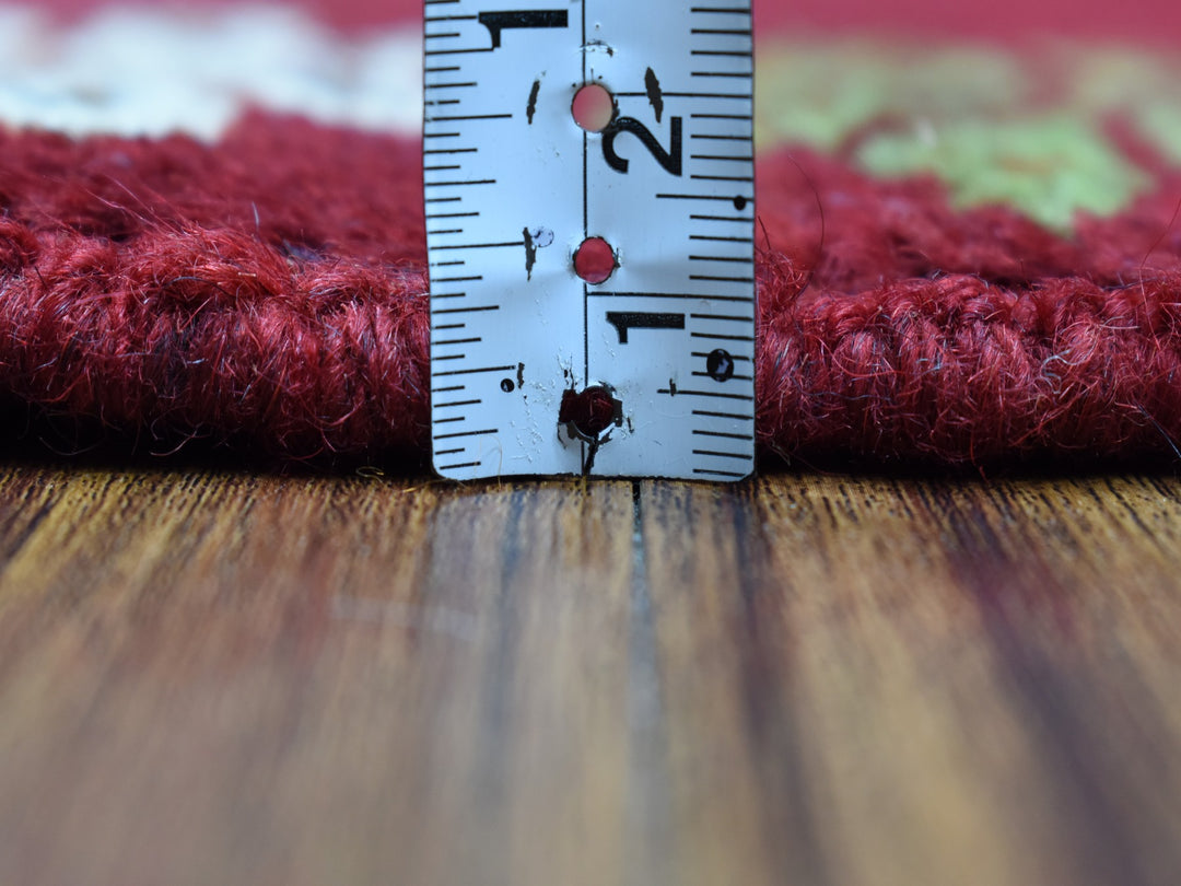 3'7" x 4'10" New Hand Knotted Red Wool Rectangle Oriental Rug - MOA10253285