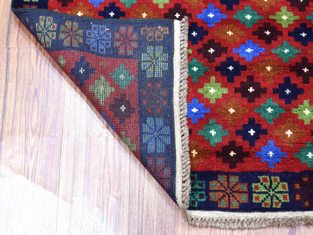 3'3" x 4'9" New Hand Knotted Red Wool Rectangle Oriental Rug - MOA10253289