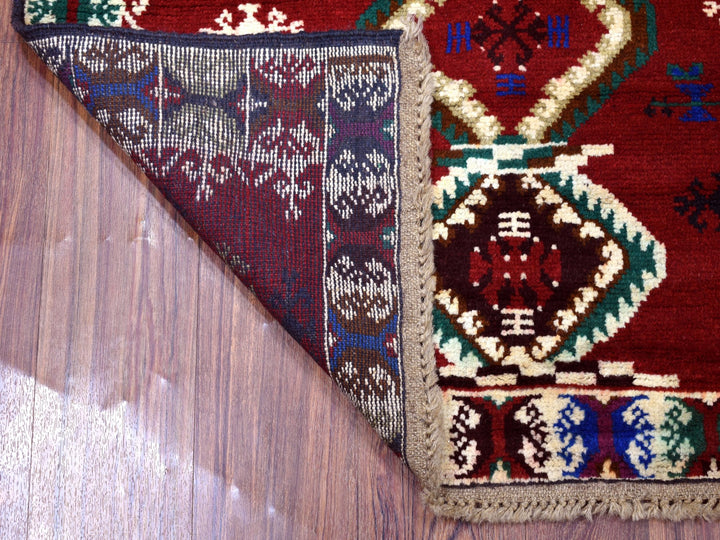 3'3" x 4'9" New Hand Knotted Red Wool Rectangle Oriental Rug - MOA10253290