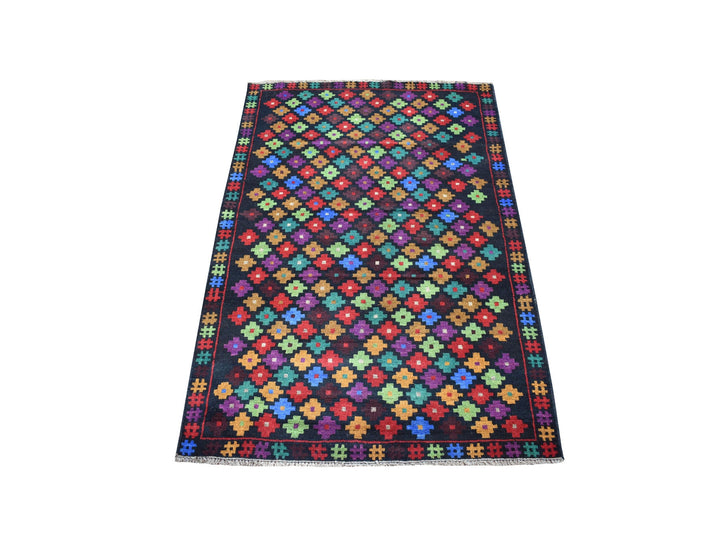 3'5" x 5'0" New Hand Knotted Black Wool Rectangle Oriental Rug - MOA10253291