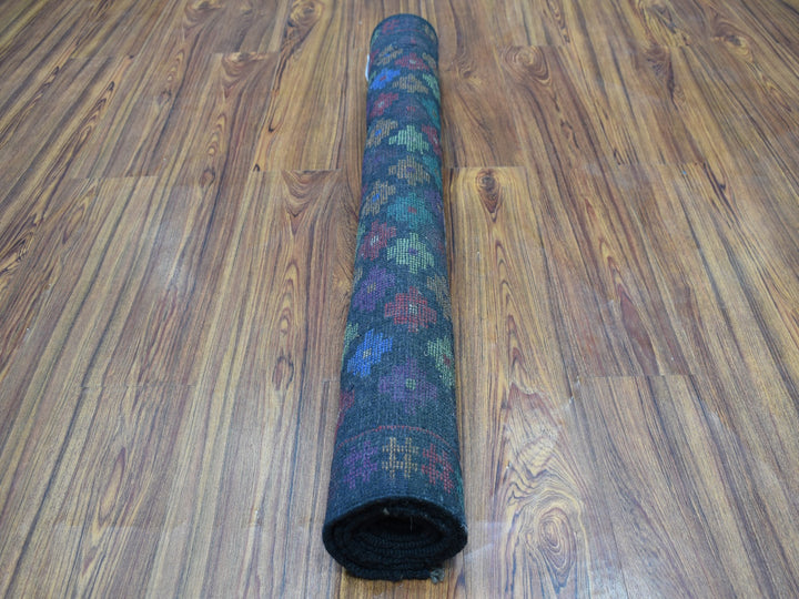 3'5" x 5'0" New Hand Knotted Black Wool Rectangle Oriental Rug - MOA10253291