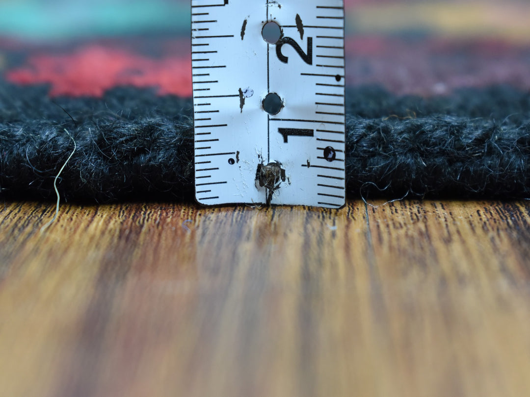 3'5" x 5'0" New Hand Knotted Black Wool Rectangle Oriental Rug - MOA10253291