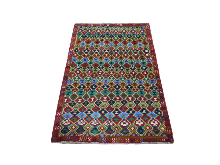 3'3" x 5'0" New Hand Knotted Red Wool Rectangle Oriental Rug - MOA10253292