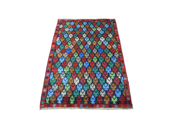 3'5" x 4'8" New Hand Knotted Red Wool Rectangle Oriental Rug - MOA10253293