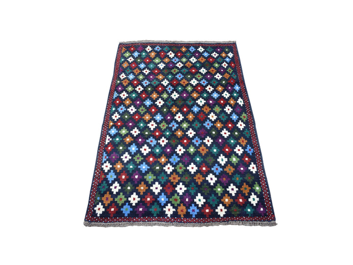 3'4" x 4'8" New Hand Knotted Blue Wool Rectangle Oriental Rug - MOA10253296