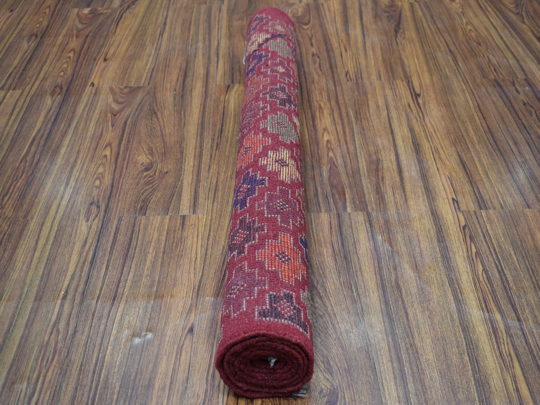 3'1" x 4'10" New Hand Knotted Red Wool Rectangle Oriental Rug - MOA10253299