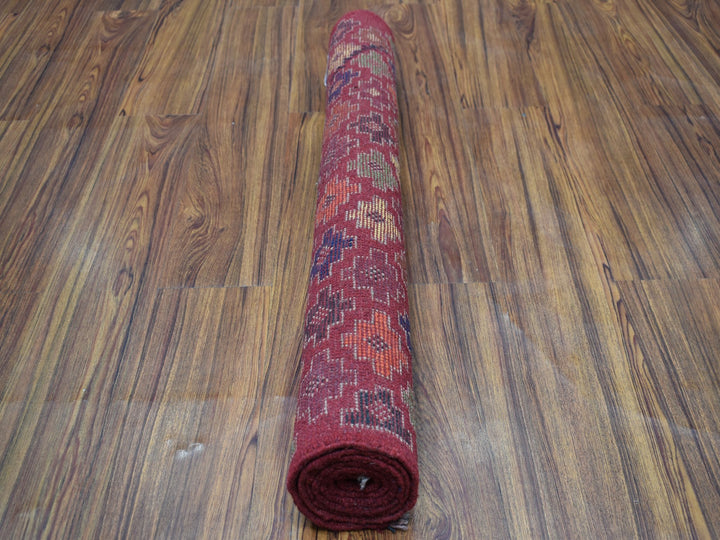 3'1" x 4'10" New Hand Knotted Red Wool Rectangle Oriental Rug - MOA10253299