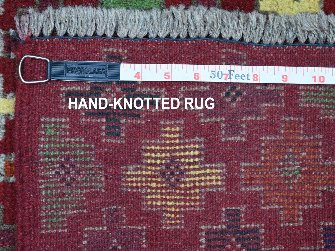 3'1" x 4'10" New Hand Knotted Red Wool Rectangle Oriental Rug - MOA10253299