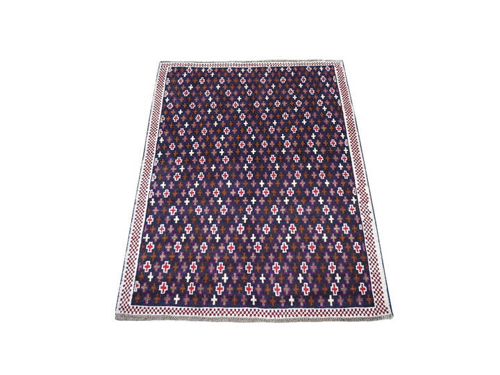 3'4" x 4'6" New Hand Knotted Blue Wool Rectangle Oriental Rug - MOA10253300