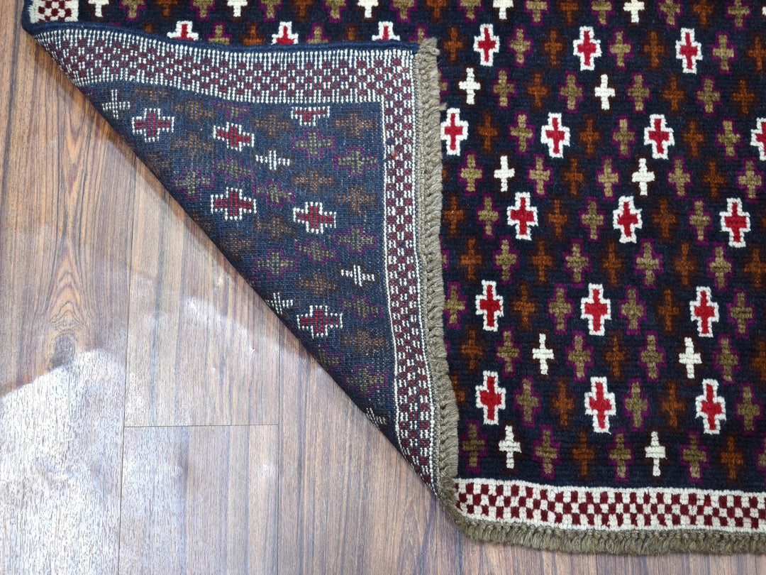 3'4" x 4'6" New Hand Knotted Blue Wool Rectangle Oriental Rug - MOA10253300