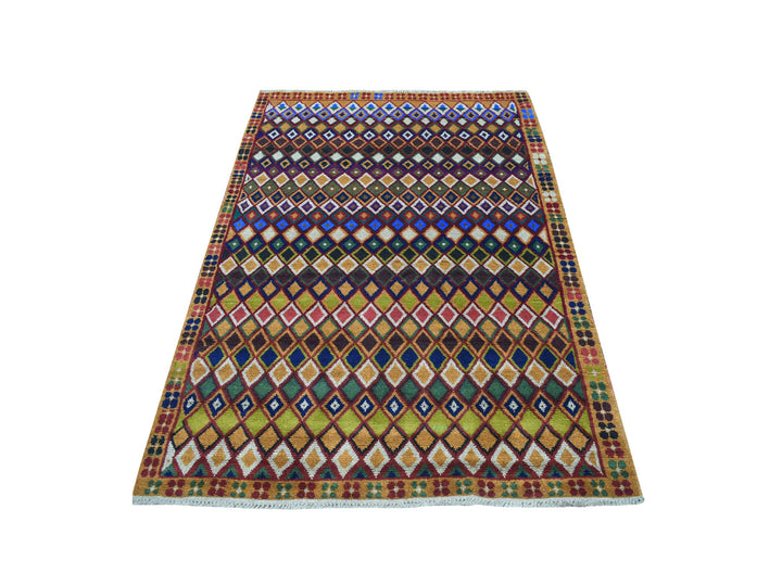 4'3" x 6'1" New Hand Knotted Multicolored Wool Rectangle Oriental Rug - MOA10253302