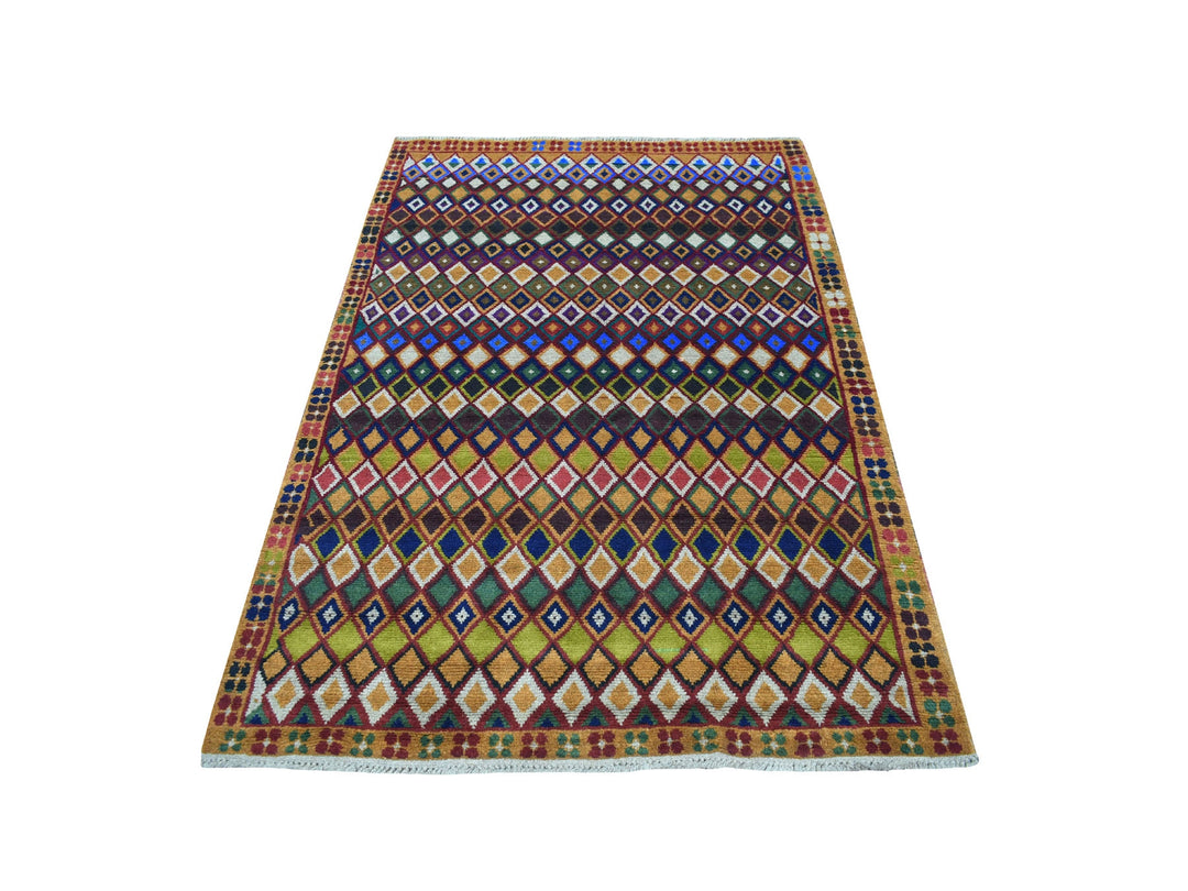 4'3" x 6'1" New Hand Knotted Multicolored Wool Rectangle Oriental Rug - MOA10253302