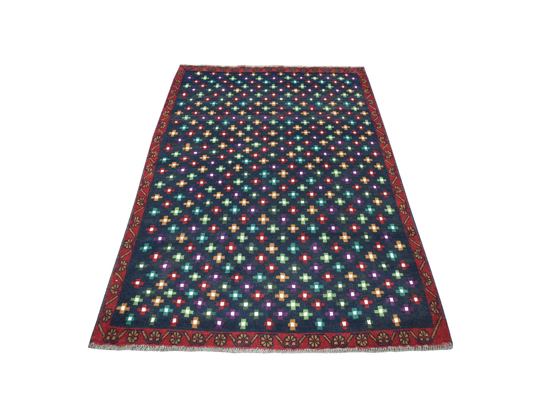 4'3" x 6'0" New Hand Knotted Blue Wool Rectangle Oriental Rug - MOA10253305