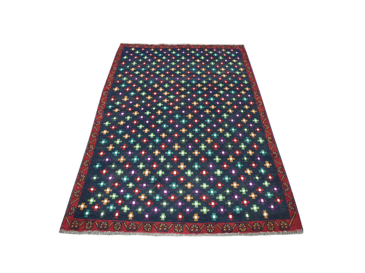 4'3" x 6'0" New Hand Knotted Blue Wool Rectangle Oriental Rug - MOA10253305