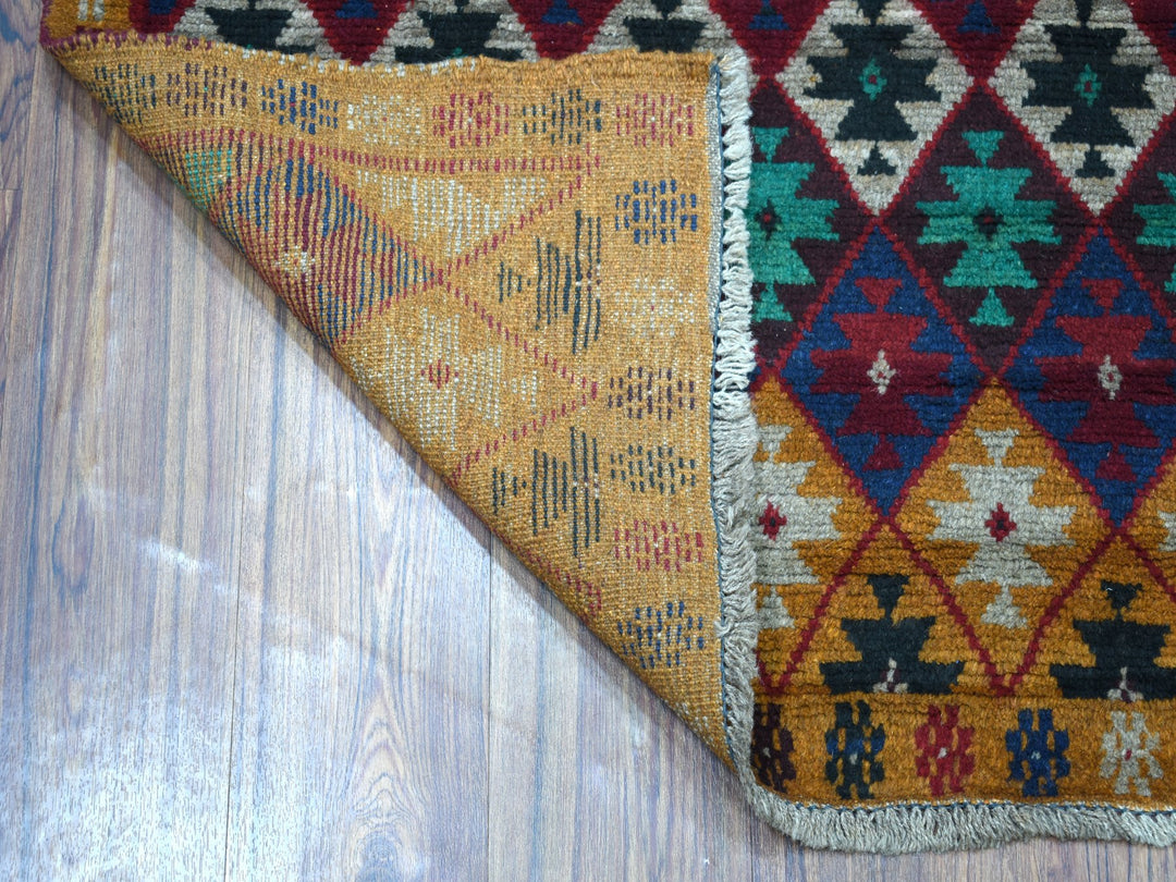 4'1" x 5'9" New Hand Knotted Red Wool Rectangle Oriental Rug - MOA10253307