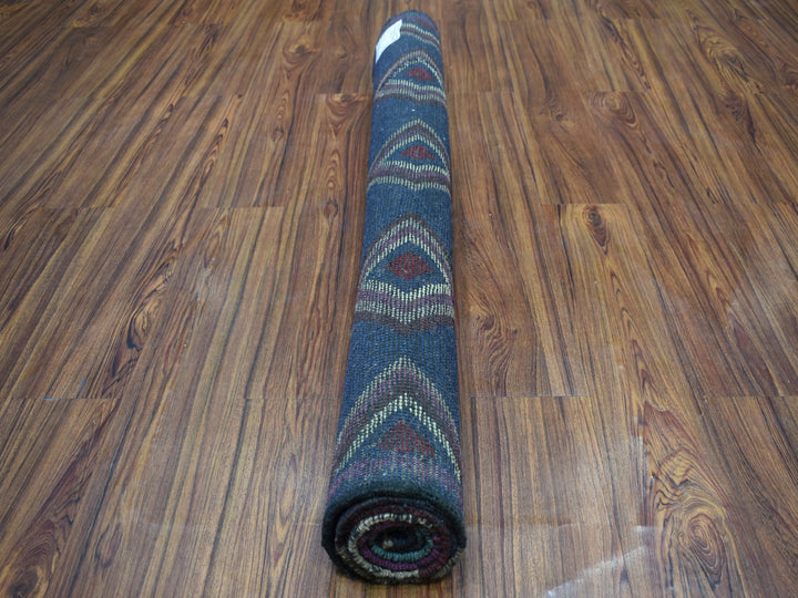 4'2" x 5'7" New Hand Knotted Blue Wool Rectangle Oriental Rug - MOA10253309