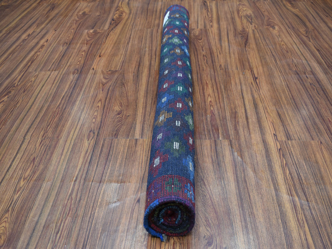 4'1" x 6'0" New Hand Knotted Blue Wool Rectangle Oriental Rug - MOA10253311