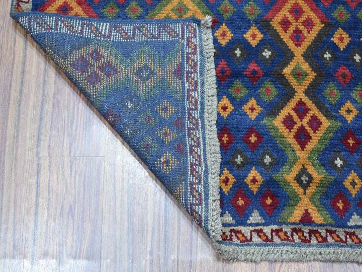 4'1" x 5'8" New Hand Knotted Blue Wool Rectangle Oriental Rug - MOA10253316