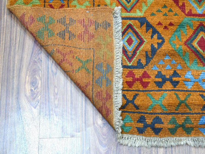 4'3" x 6'0" New Hand Knotted Orange Wool Rectangle Oriental Rug - MOA10253317