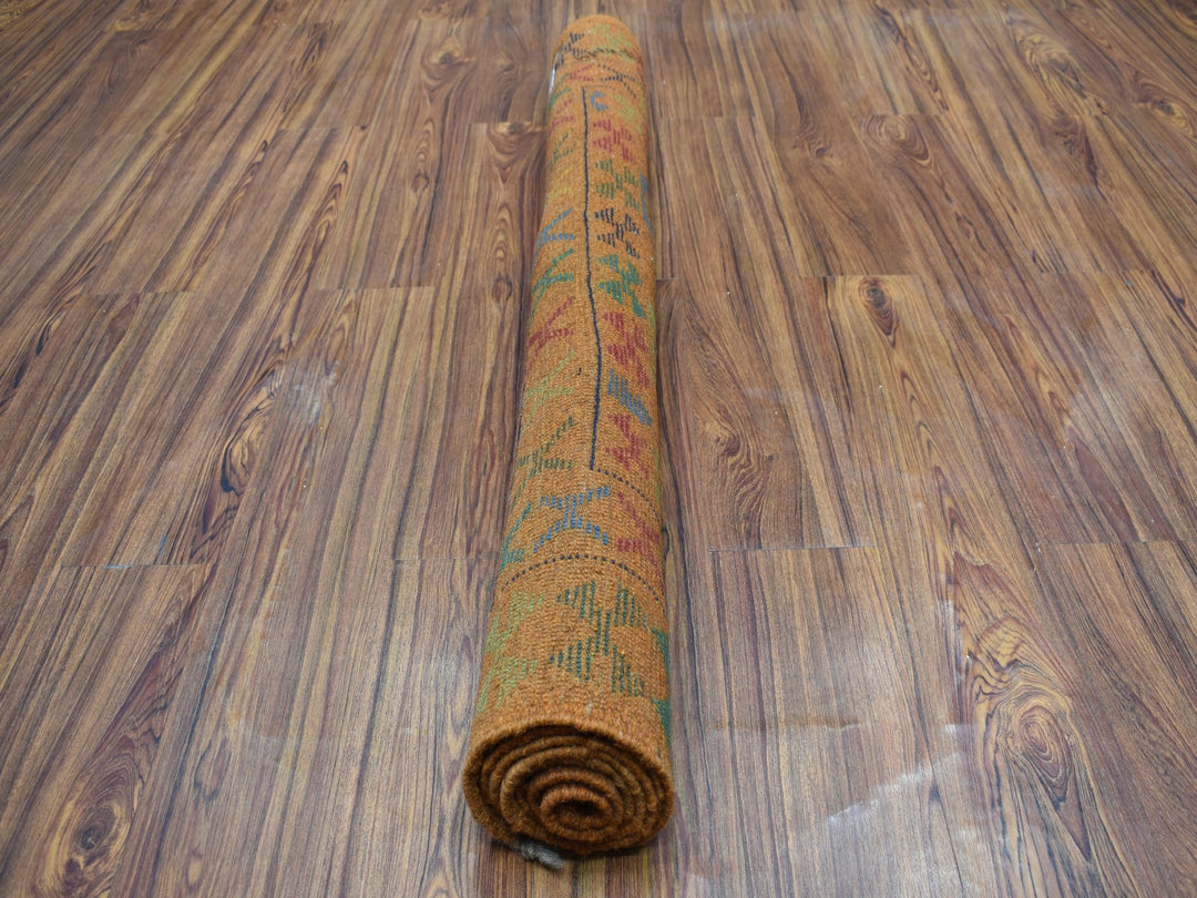 4'3" x 6'0" New Hand Knotted Orange Wool Rectangle Oriental Rug - MOA10253317