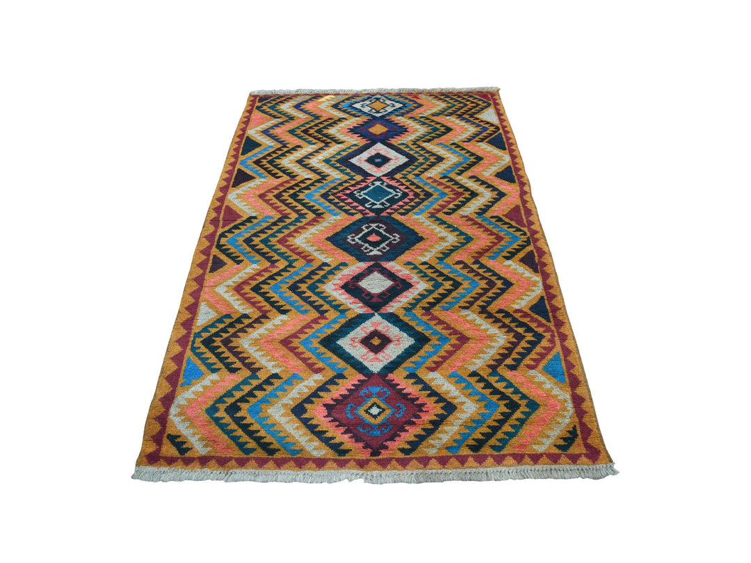 3'9" x 6'3" New Hand Knotted Orange Wool Rectangle Oriental Rug - MOA10253318