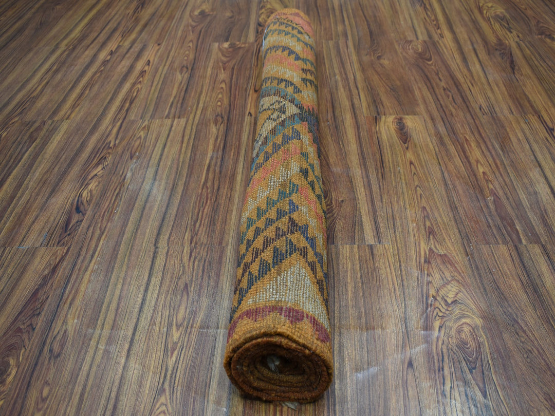 3'9" x 6'3" New Hand Knotted Orange Wool Rectangle Oriental Rug - MOA10253318