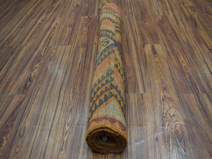 3'9" x 6'3" New Hand Knotted Orange Wool Rectangle Oriental Rug - MOA10253318