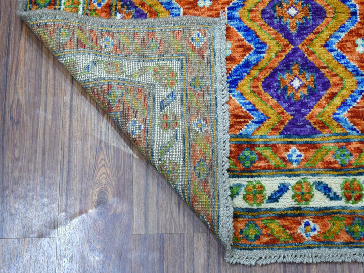 4'0" x 5'10" New Hand Knotted Orange Wool Rectangle Oriental Rug - MOA10253319
