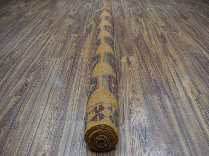 6'0" x 7'10" New Hand Knotted Orange Wool Rectangle Oriental Rug - MOA10253331