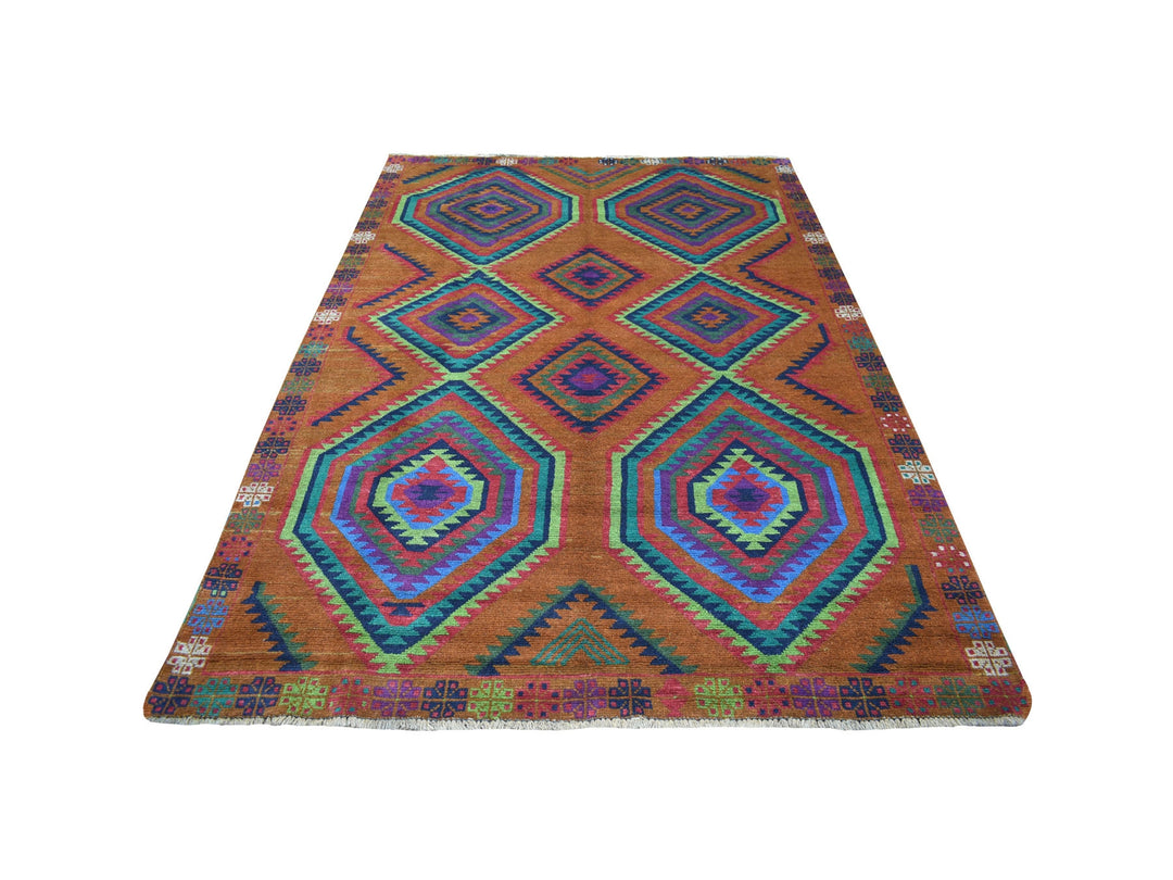 6'0" x 8'0" New Hand Knotted Multicolored Wool Rectangle Oriental Rug - MOA10253333