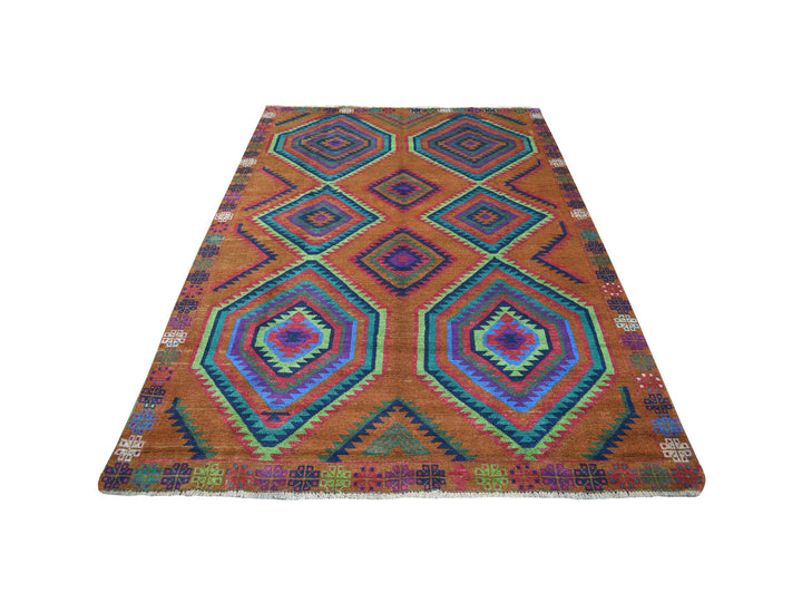 6'0" x 8'0" New Hand Knotted Multicolored Wool Rectangle Oriental Rug - MOA10253333