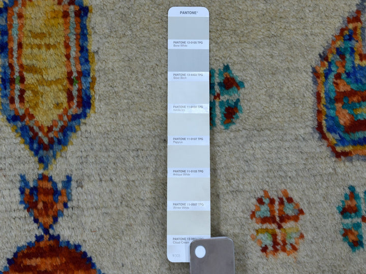 5'0" x 6'7" New Hand Knotted Ivory Wool Rectangle Oriental Rug - MOA10253337