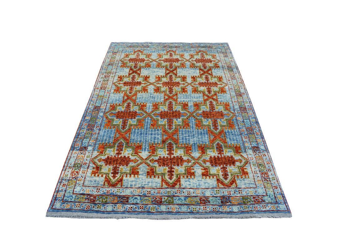 5'8" x 7'9" New Hand Knotted Orange Wool Rectangle Oriental Rug - MOA10253340