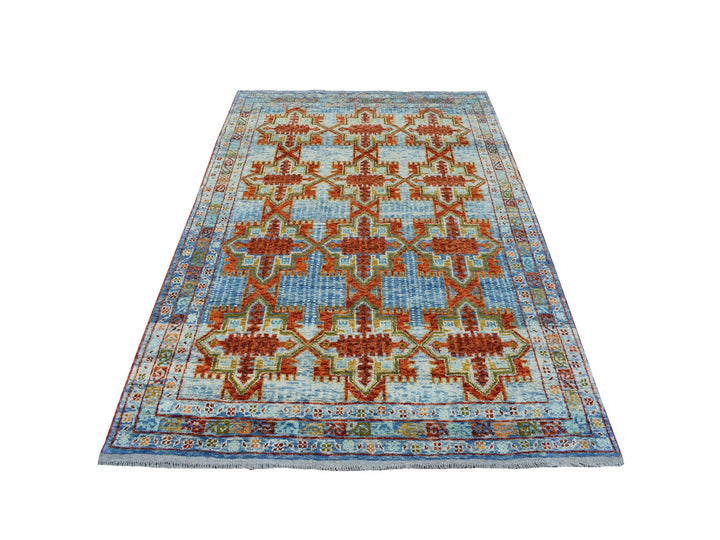 5'8" x 7'9" New Hand Knotted Orange Wool Rectangle Oriental Rug - MOA10253340