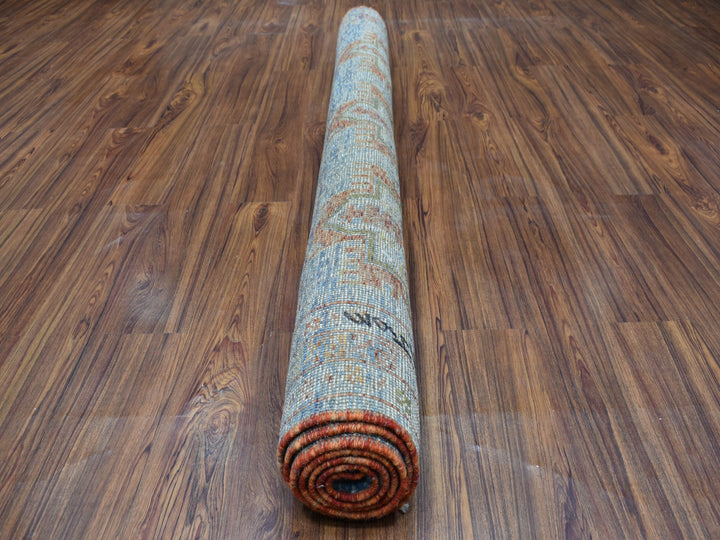 5'8" x 7'9" New Hand Knotted Orange Wool Rectangle Oriental Rug - MOA10253340