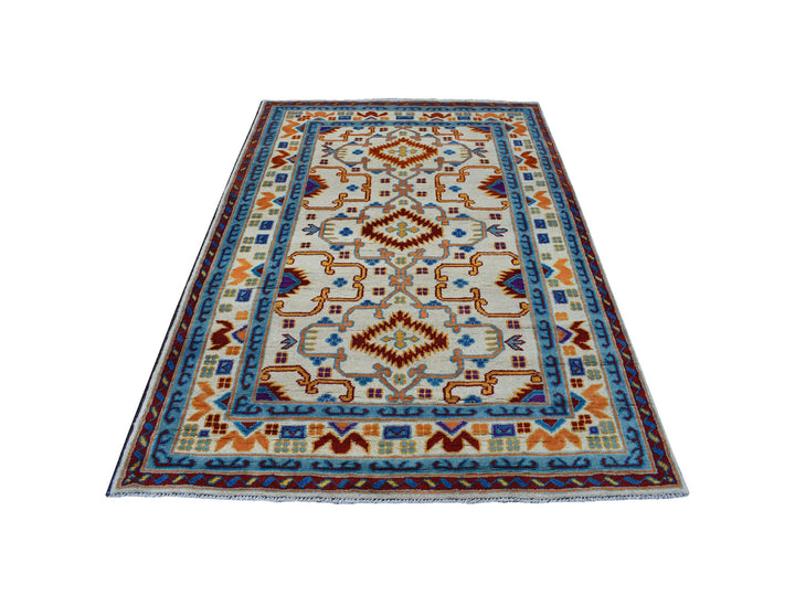 5'8" x 7'8" New Hand Knotted Ivory Wool Rectangle Oriental Rug - MOA10253341