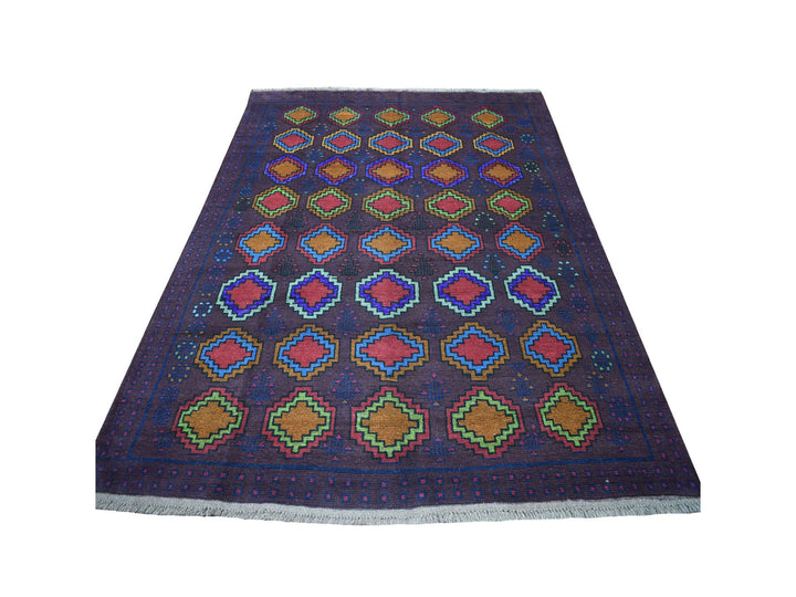 5'10" x 7'8" New Hand Knotted Purple Wool Rectangle Oriental Rug - MOA10253343