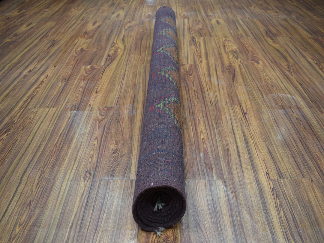 5'10" x 7'8" New Hand Knotted Purple Wool Rectangle Oriental Rug - MOA10253343