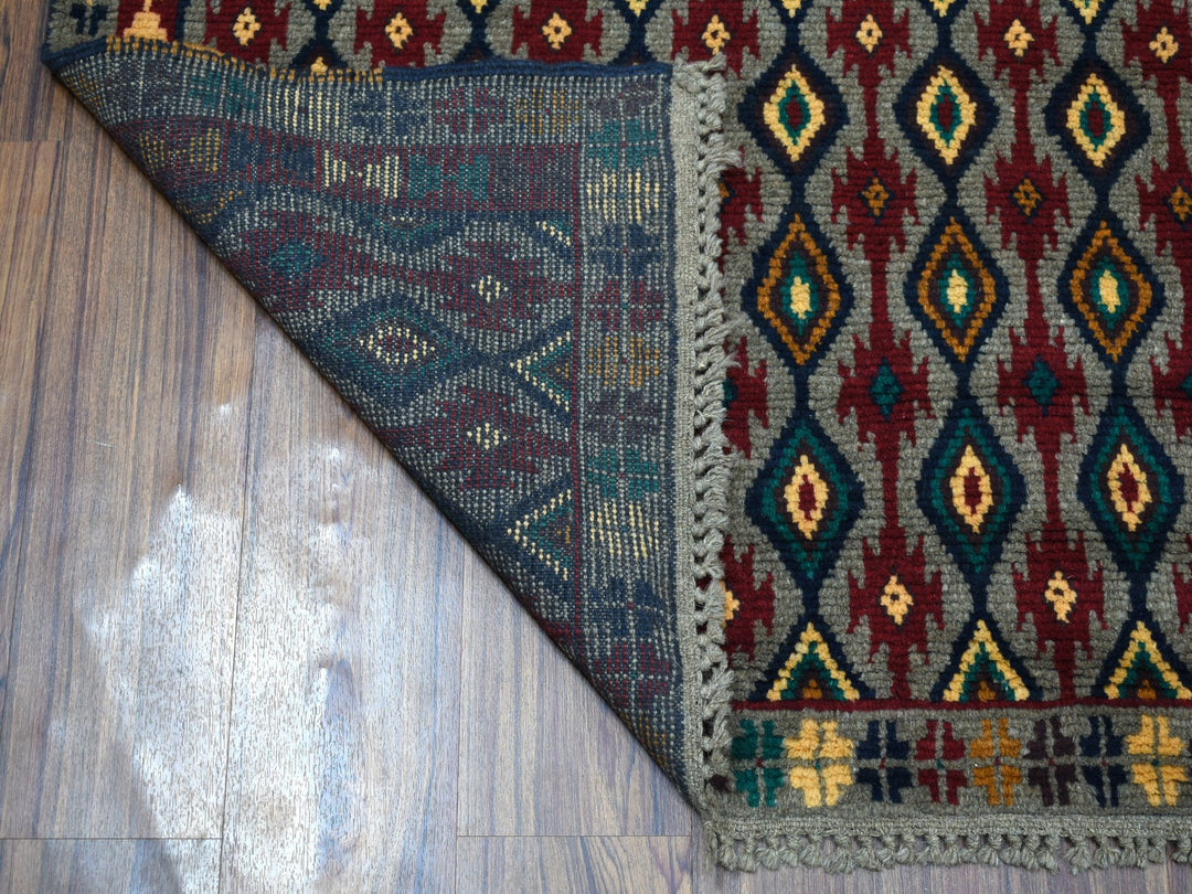 6'2" x 7'3" New Hand Knotted Grey Wool Rectangle Oriental Rug - MOA10253347