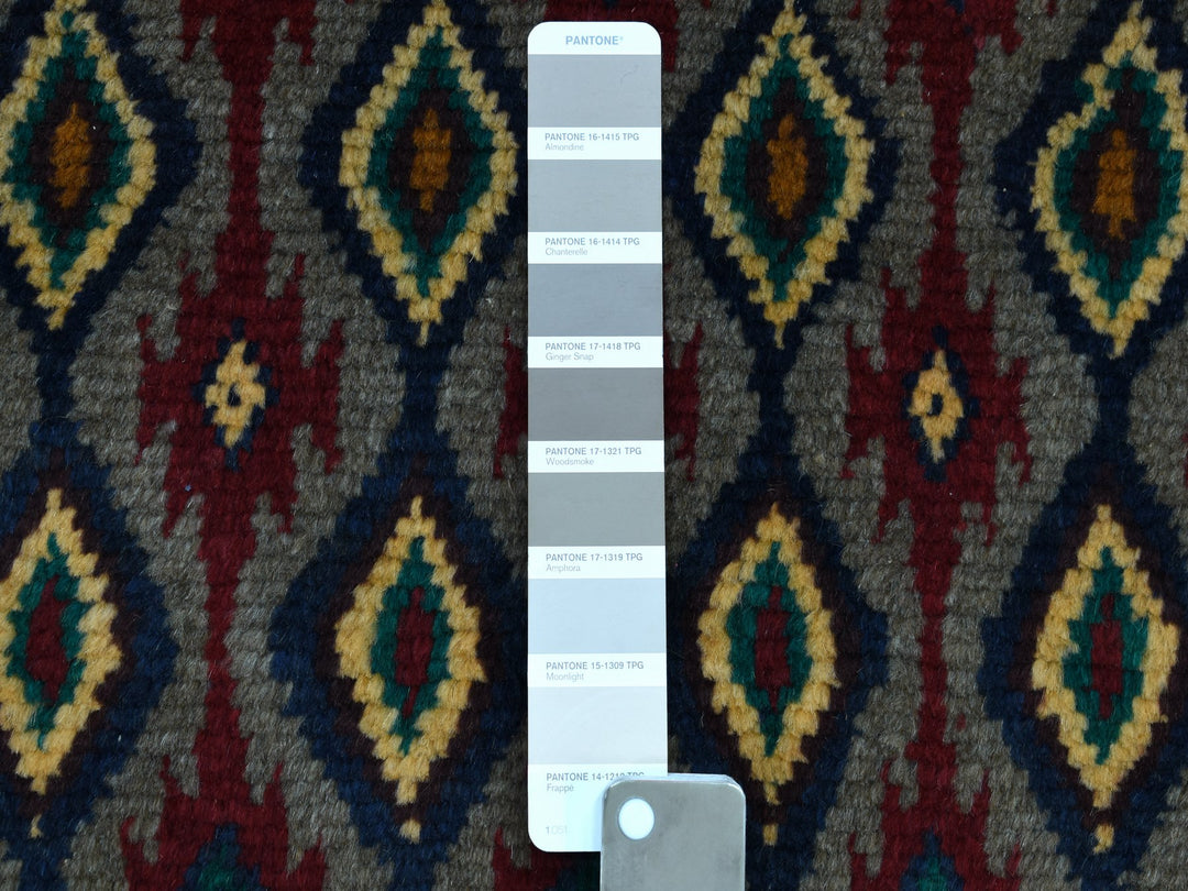 6'2" x 7'3" New Hand Knotted Grey Wool Rectangle Oriental Rug - MOA10253347